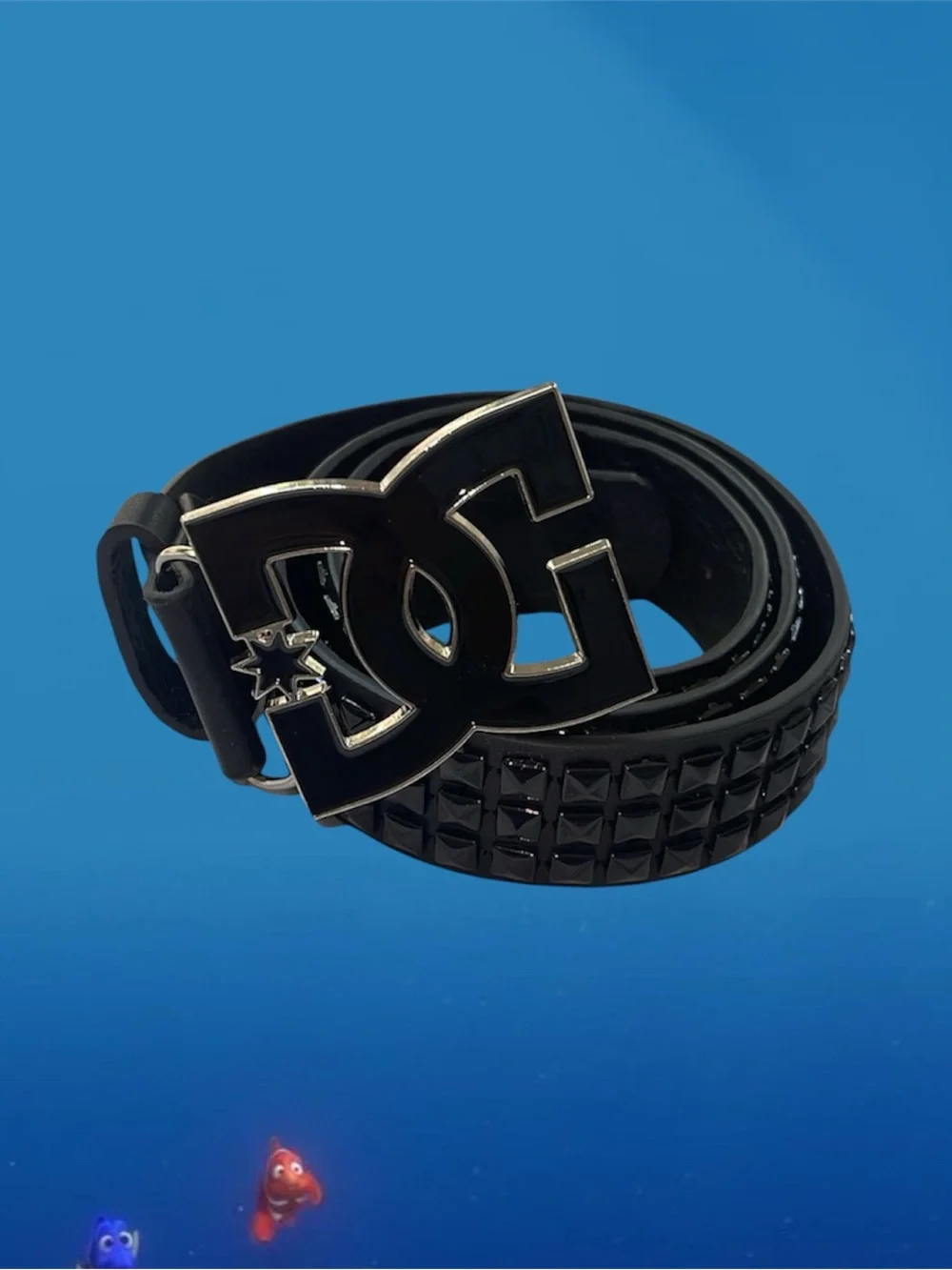 DC Black Studded Belt with Logo Buckle